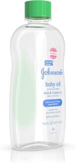 ⁦Johnson's Baby Oil, Aloe Vera and Vitamin E, 14 Fl Oz⁩ - الصورة ⁦3⁩