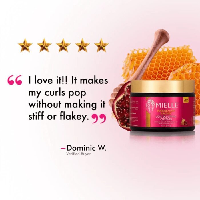 ⁦MIELLE ORGANICS - POMEGRANATE & HONEY COIL SCULPTING CUSTARD - 12 OZ⁩ - الصورة ⁦3⁩