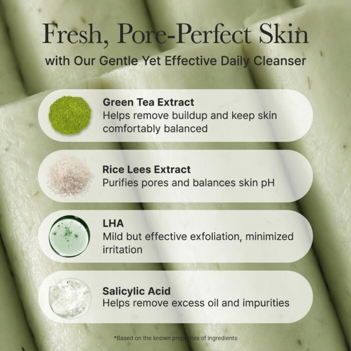 ⁦ARENCIA Salicylic Acid, Green Tea + LHA Deep Pore Rice Cake Cleanser – Deep Pore Cleansing, Acne Face Wash, Blackhead Remover, 5.07 fl oz⁩ - الصورة ⁦4⁩