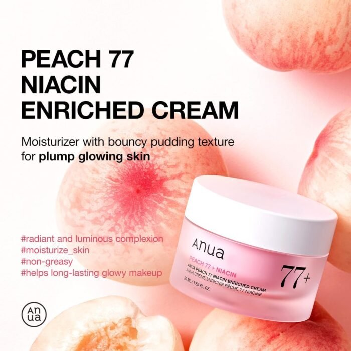 Anua Peach Niacinamide Cream, Face Moisturizer for Dry Skin with Vitamin B12, Collagen, Ceramide, Panthenol, Korean Skin Care for Glass Skin (50ml, 1.69 fl.oz.) - Image 3