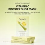 ⁦Arencia Vitamin C Booster Sheet Mask, Hydrating Face Mask with Glutathione & Niacinamide, Supports Even-Looking Skin Tone & Smooth Texture, 5 Sheets⁩ - الصورة ⁦2⁩
