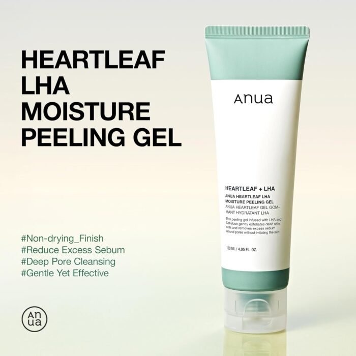 ⁦ANUA Heartleaf LHA Moisture Peeling Gel, Gentle Exfoliation, Hydrating Facial Peel, Pore Care, Dead Skin Removal, Natural Cellulose for Soothing, Vegan, Korean Skin Care (120ml/4.05 fl.oz.)⁩ - الصورة ⁦3⁩