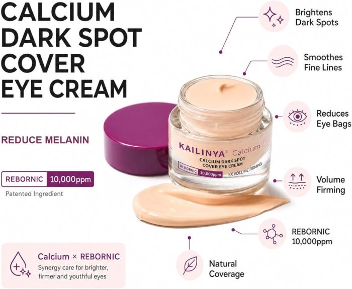 ⁦Calcium Dark Spot Eye Cream for Dark Circles and Puffiness, Niacinamide & Hydrolyzed Elastin Under Eye Cream, Firming Care for Tired Sagging Skin, Unscented, 15g⁩ - الصورة ⁦5⁩