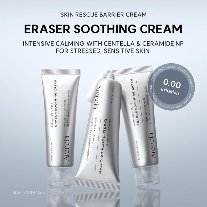 Arencia Eraser Soothing Cream, Facial Moisturizer with Centella & Ceramide, Hydrating Face Cream for Sensitive Skin, Lightweight Barrier Support, 50ml / 1.69 fl oz - Image 2
