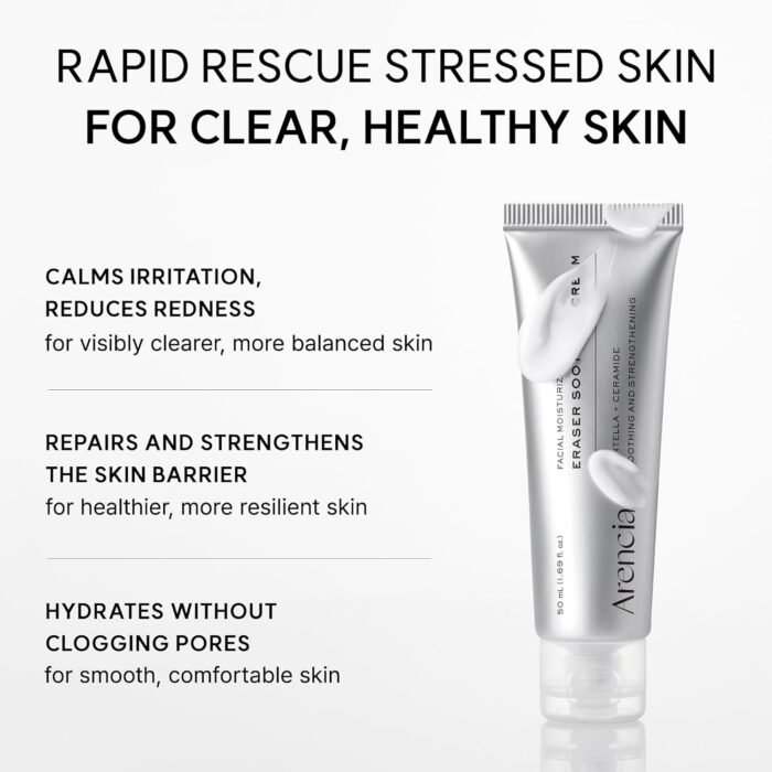 Arencia Eraser Soothing Cream, Facial Moisturizer with Centella & Ceramide, Hydrating Face Cream for Sensitive Skin, Lightweight Barrier Support, 50ml / 1.69 fl oz - Image 4