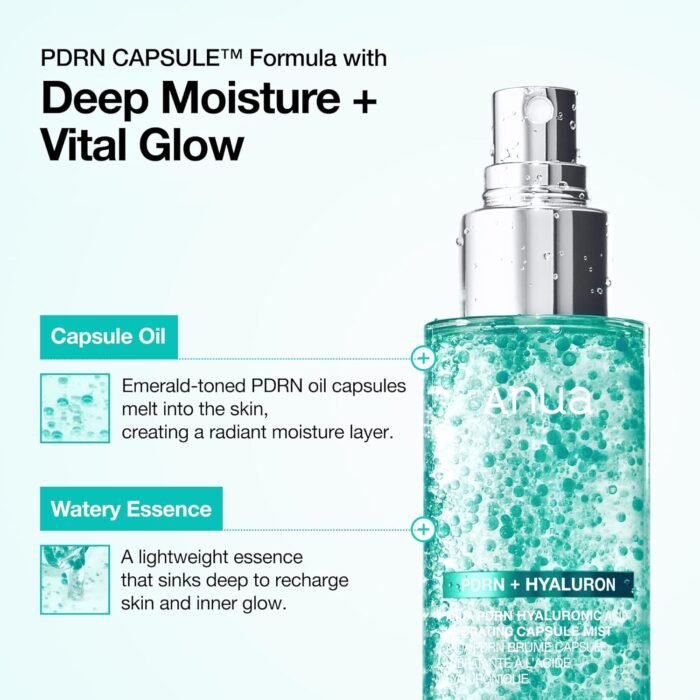 Anua PDRN Collagen Glow Facial Serum Spray, Hydrating Face Mist, Hyaluronic Acid, Dewy Glass Finish, All Skin Types, Instant Plumping Hydration, Firming Care, Korean SkinCare, 100 ml, 3.38 fl oz - Image 8