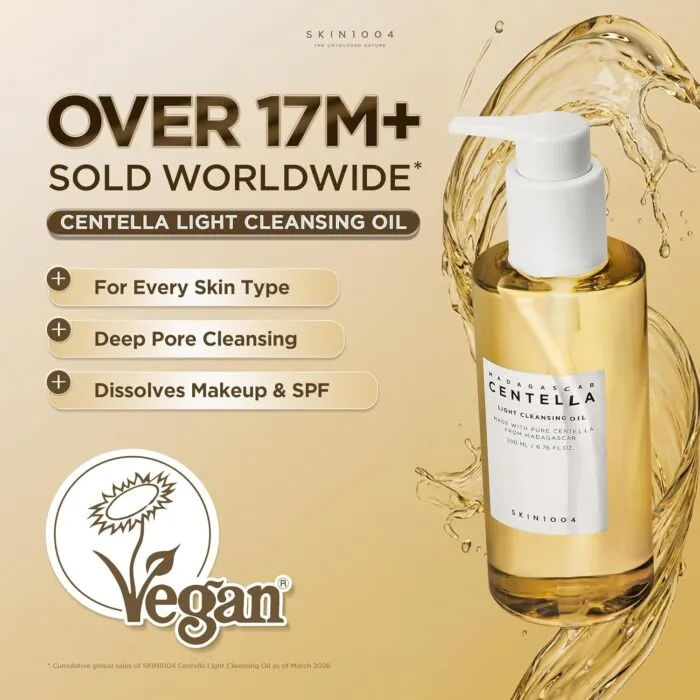 SKIN1004 Madagascar Centella Light Cleansing Oil, 200ml | Deep Cleansing | Gentle and Non-Irritating Formula | Removes Makeup and Impurities | Moisturizes Skin | Gentle Oil Cleanser for Deep Cleansing, Daily Makeup Remover, Facial Cleanser with Madagascar Centella, Korean Skin Care - Image 2
