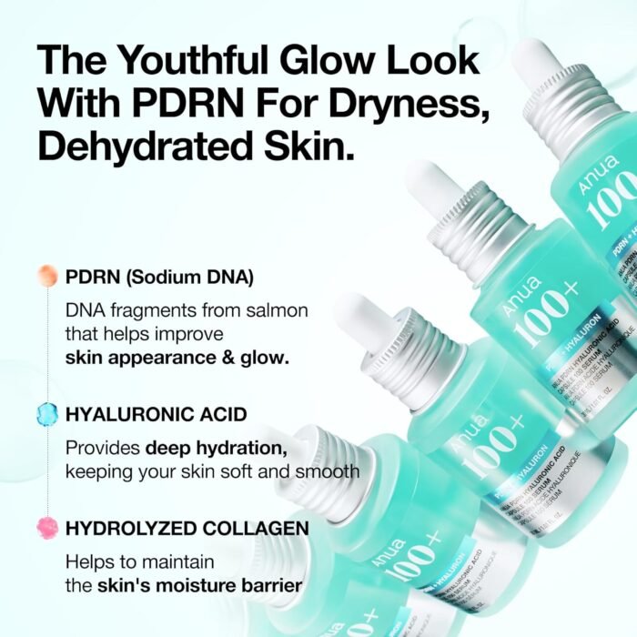 Anua PDRN Hyaluronic Acid Capsule 100 Serum, Radiant Face Serum, Hyaluronic Acid, Hydration, Moisture Plumping effect, Natural color, Fragrance free, Korean Skincare, 30ml / 1.01 fl. oz - Image 3