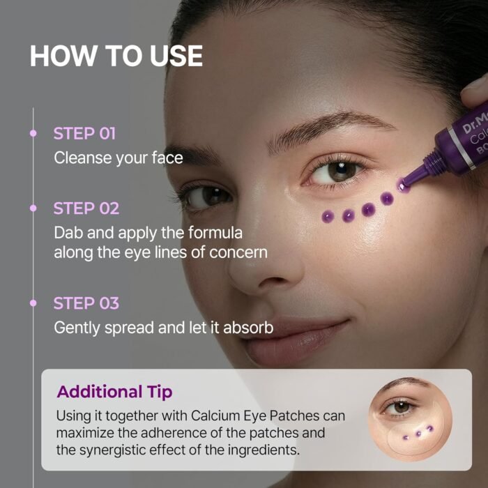 ⁦Dr.Melaxin Calcium Bonding Eye Cream with Peptides and Hyaluronic Acid Against Wrinkles, Dark Circles and Puffy Eyes, 0.51 fl oz (Pack of 1)⁩ - الصورة ⁦9⁩
